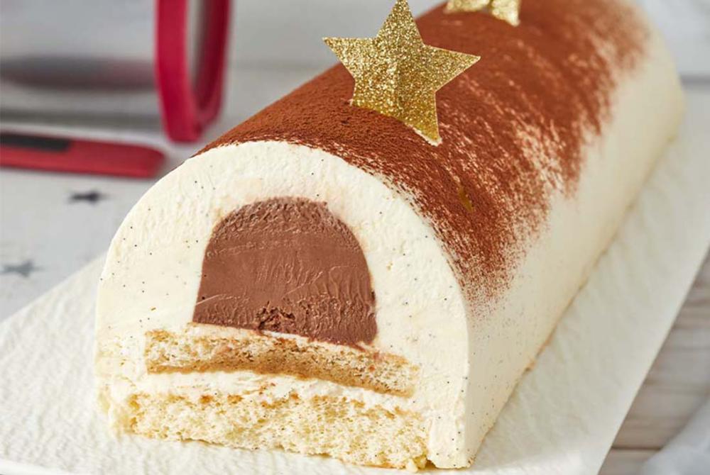 Image d'une buche g&acirc;teau &agrave; la vanille et noix de pecan