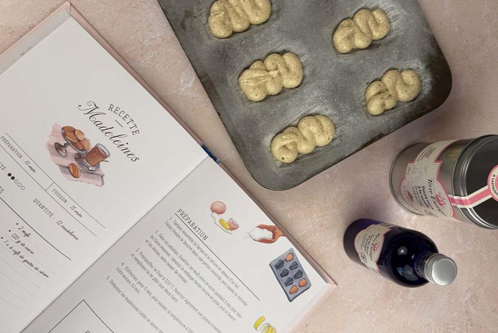 Image du partenariat de Gobel avec LAROUSSE et Terre Exotique Recette de madeleines maison réalisée avec la plaque Gobel antiadhérente