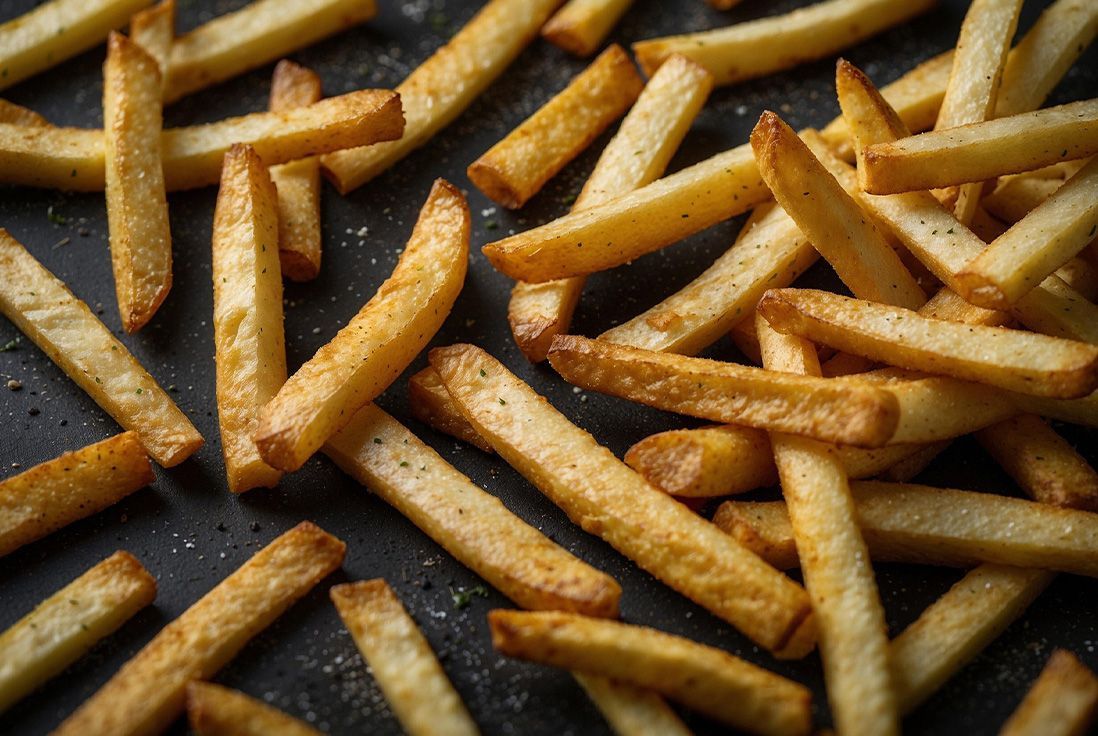 Photo de frites croustillante sur fond noir