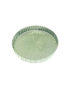 Tourtière cannelée perforée - fer blanc - fond fixe - Ø220 mm h28 mm