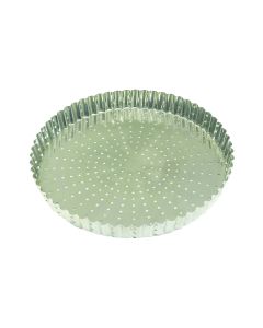 Tourtière cannelée perforée - fer blanc - fond fixe - Ø260 mm h28 mm
