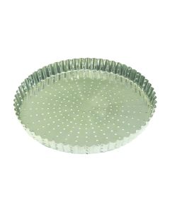Tourtière cannelée perforée - fer blanc - fond fixe - Ø280 mm h28 mm