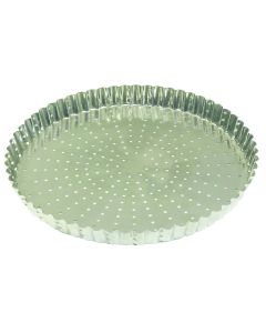 Tourtière cannelée perforée - fer blanc - fond fixe - Ø320 mm h28 mm