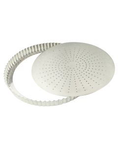 Tourtière cannelée perforée - fer blanc - fond mobile - Ø200 mm h28 mm
