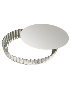 Tourti&egrave;re ronde cannel&eacute;e - fer blanc - fond mobile - &Oslash;280/270 mm h25 mm