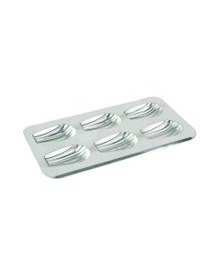 Plaque 6 madeleines gourmandes - fer blanc - 395 x 200 mm