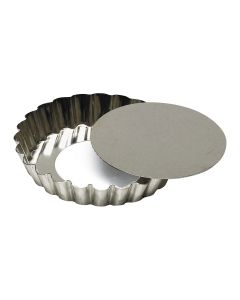 Tartelette ronde cannelée - fer blanc - fond mobile - Ø140/130 mm h20 mm