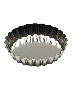 Tartelette ronde cannelée - fer blanc - fond fixe - Ø100/85 mm h18 mm
