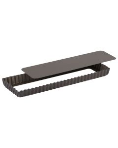 Tarte maison cannelée - Antiadhérent (sans PFAS) - fond mobile - 350x110 mm dim ext / 340x100mm dim int - h25mm