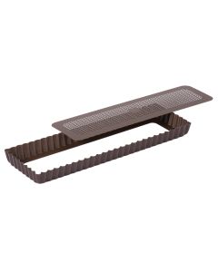 Tarte maison cannelée perforée - Antiadhérent (sans PFAS) - fond mobile - 350x110 mm dim ext / 340x100mm dim int - h25mm