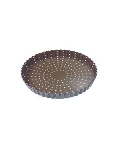 Tourtière cannelée perforée - Antiadhérent (sans PFAS) - fond fixe - Ø220 mm h25 mm
