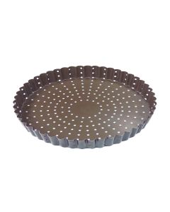 Tourtière cannelée perforée - Antiadhérent (sans PFAS) - fond fixe - Ø280 mm h25 mm