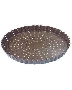 Tourtière cannelée perforée - Antiadhérent (sans PFAS) - fond fixe - Ø320 mm h25 mm