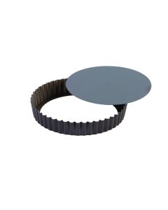 Tourti&egrave;re ronde cannel&eacute;e - Antiadh&eacute;rent (sans PFAS) - fond mobile - &Oslash;200/185 mm h25 mm