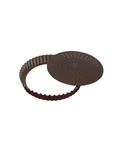 Tourtière cannelée perforée - Antiadhérent (sans PFAS) - fond mobile - Ø200 mm h28 mm