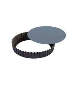 Tourtière ronde cannelée - Antiadhérent (sans PFAS) - fond mobile - Ø240/230 mm h25 mm