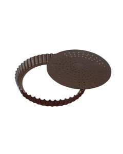 Tourtière cannelée perforée - Antiadhérent (sans PFAS) - fond mobile - Ø240 mm h28 mm