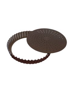 Tourtière cannelée perforée - Antiadhérent (sans PFAS) - fond mobile - Ø260 mm h28 mm
