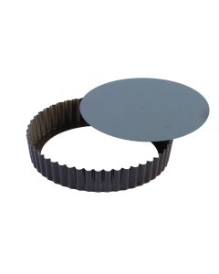 Tourtière ronde cannelée - Antiadhérent (sans PFAS) - fond mobile - Ø280/270 mm h25 mm