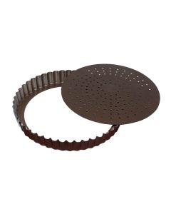 Tourtière cannelée perforée - Antiadhérent (sans PFAS) - fond mobile - Ø280 mm h28 mm