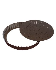 Tourtière cannelée perforée - antiadhérente - fond mobile - Ø300 mm h28 mm