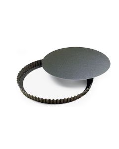 Tourtière ronde cannelée haute - Antiadhérent (sans PFAS) - fond mobile - Ø240/225 mm h35 mm
