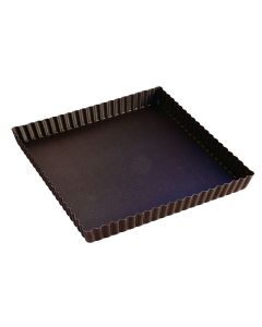 Tarte carrée cannelée - Antiadhérent (sans PFAS) - fond fixe - 230x230 mm dim ext / 220x220 mm dim int - h25mm