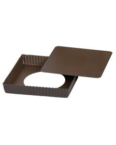 Tarte carrée cannelée - Antiadhérent (sans PFAS) - fond mobile - 230x230 mm dim ext / 220x220 mm dim int - h25mm
