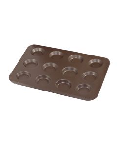 Plaque 12 mini tartelettes - Antiadhérent (sans PFAS) - 320x245x10 mm - empreintes Ø55 mm
