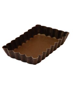 Tartelette rectangulaire cannelée - Antiadhérent (sans PFAS) - fond fixe - 1210x75 mm dim ext / 112x66 mm dim int - h 20mm