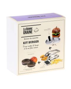 Kit burger (1 presse steak haché, 4 moules à pain Burger, 1 coupe-frites)