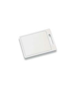 Planche PE inject&eacute;e blanche - 350 x 250 x 10 mm - avec rigole et poign&eacute;e