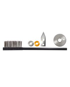 Kit de rechange pour ouvre-boîtes électriques OEXTC : lame inox, molette, brosse, rondelle métal, rondelle courbhane + clé démonte molette