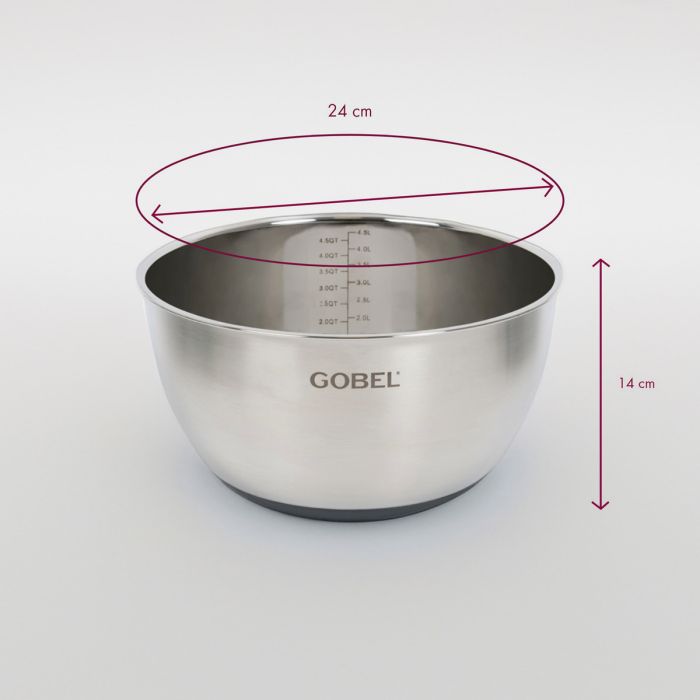 Cul De Poule Inox Gobel 20cm Avec Fond Silicone Antidérapant - Bol à Pâtisserie Gradué Professionnel