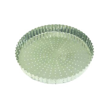 Tourtière cannelée perforée - fer blanc - fond fixe - Ø240 mm h28 mm