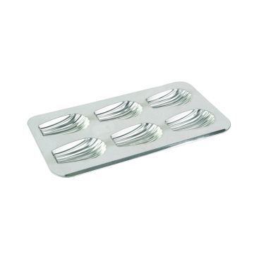 Plaque 6 madeleines gourmandes - fer blanc - 395 x 200 mm