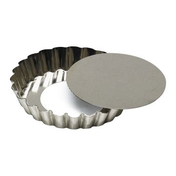 Tartelette ronde cannelée - fer blanc - fond mobile - Ø120/110 mm h20 mm