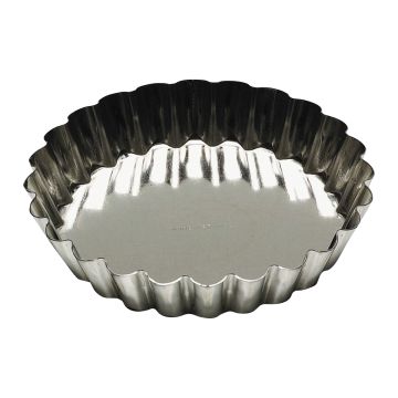 Tartelette ronde cannelée - fer blanc - fond fixe - Ø100/85 mm h18 mm