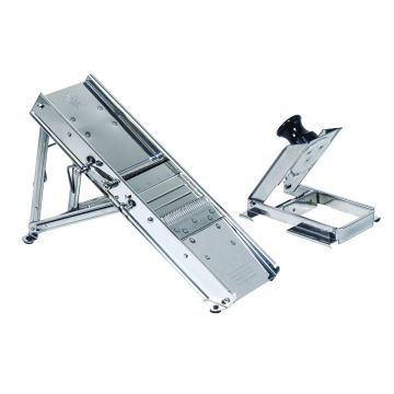 Mandoline inox professionnelle avec chariot - 3 & 10 mm