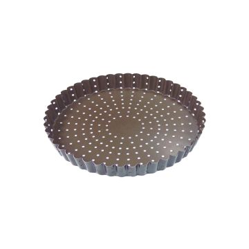 Tourtière cannelée perforée - Antiadhérent (sans PFAS) - fond fixe - Ø220 mm h25 mm