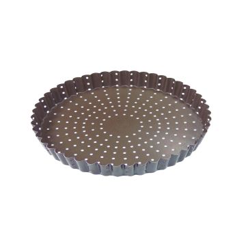 Tourtière cannelée perforée - antiadhérente - fond fixe - Ø240 mm h25 mm