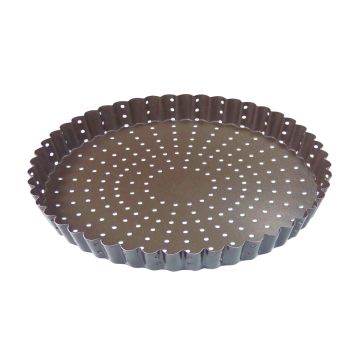 Tourtière cannelée perforée - antiadhérente - fond fixe - Ø280 mm h25 mm