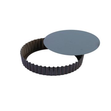 Tourtière ronde cannelée - Antiadhérent (sans PFAS) - fond mobile - Ø200/185 mm h25 mm