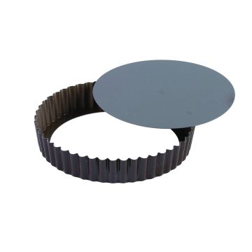 Tourtière ronde cannelée - antiadhérente - fond mobile - Ø260/240 mm h25 mm