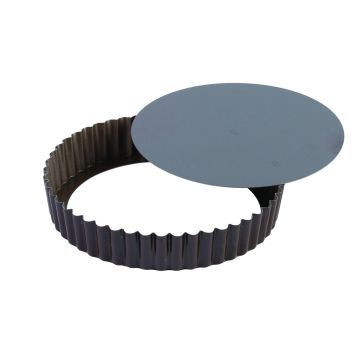 Tourtière ronde cannelée - Antiadhérent (sans PFAS) - fond mobile - Ø280/270 mm h25 mm