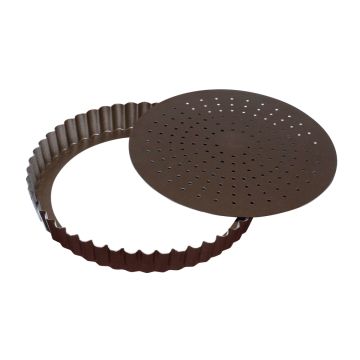 Tourtière cannelée perforée - antiadhérente - fond mobile - Ø280 mm h28 mm