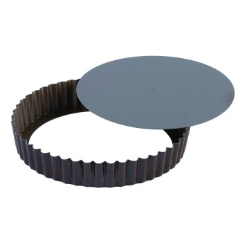 Tourtière ronde cannelée - antiadhérente - fond mobile - Ø300/280 mm h25 mm