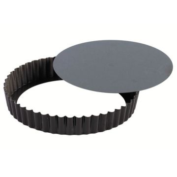 Tourtière ronde cannelée - antiadhérente - fond mobile - Ø320/310 mm h25 mm