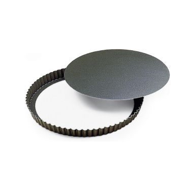 Tourtière ronde cannelée haute - antiadhérente - fond mobile - Ø240/225 mm h35 mm