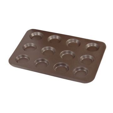 Plaque 12 mini tartelettes - antiadhérente - 320x245x10 mm - empreintes Ø55 mm